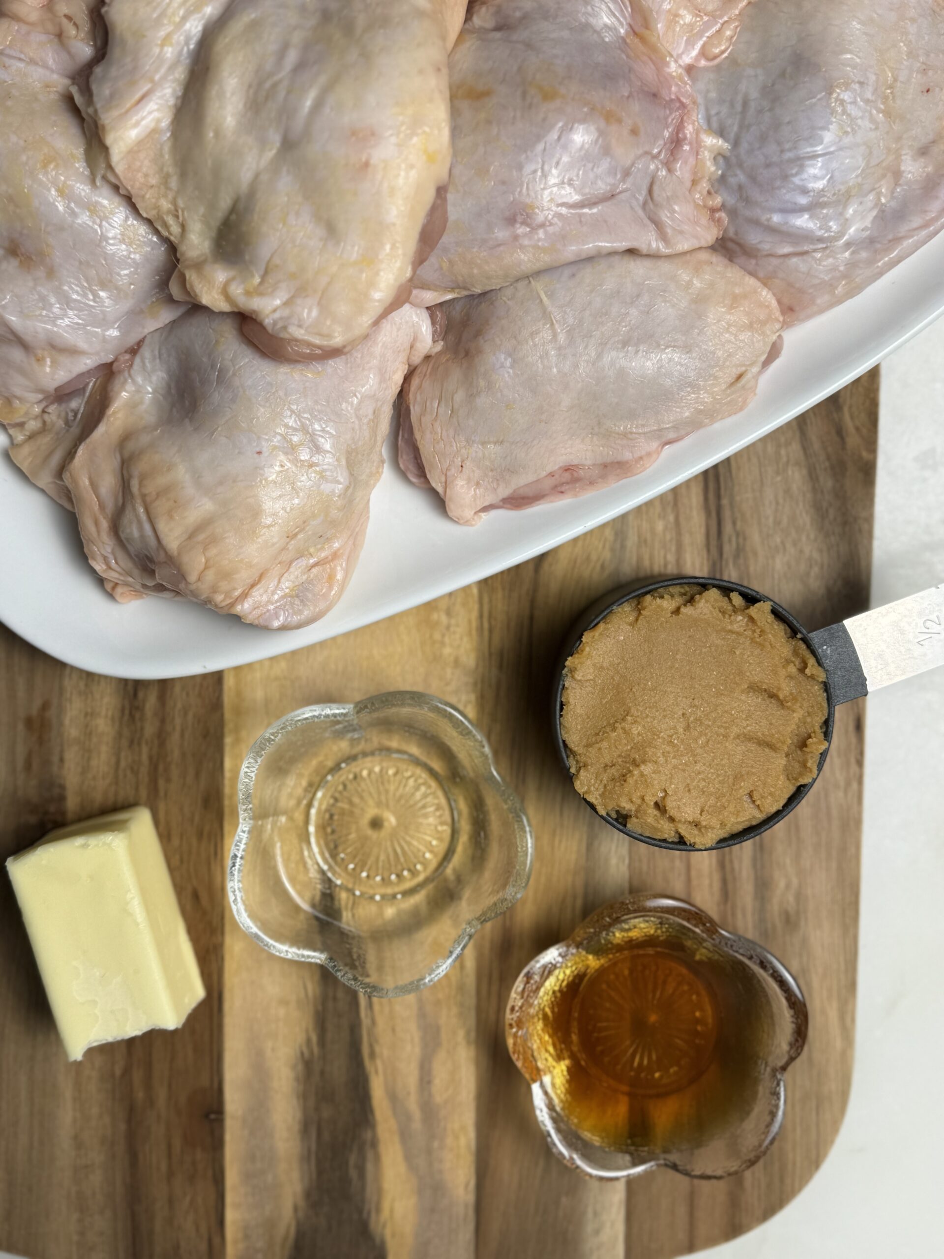 Ingredients for miso chicken.