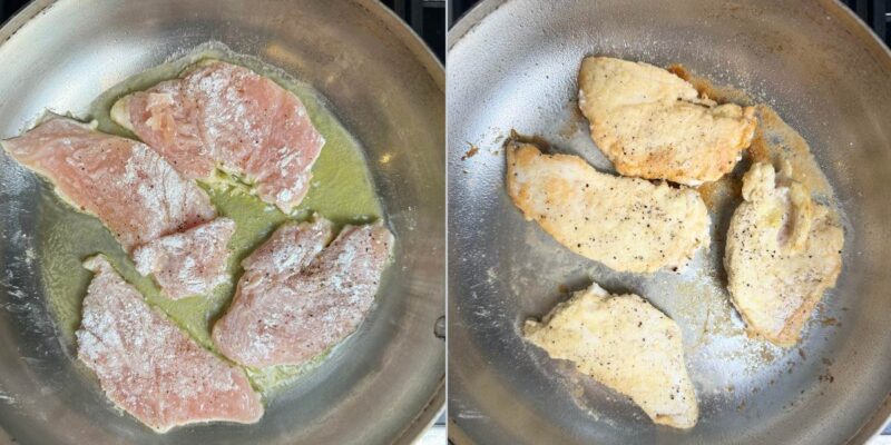 Cooking chicken in pan