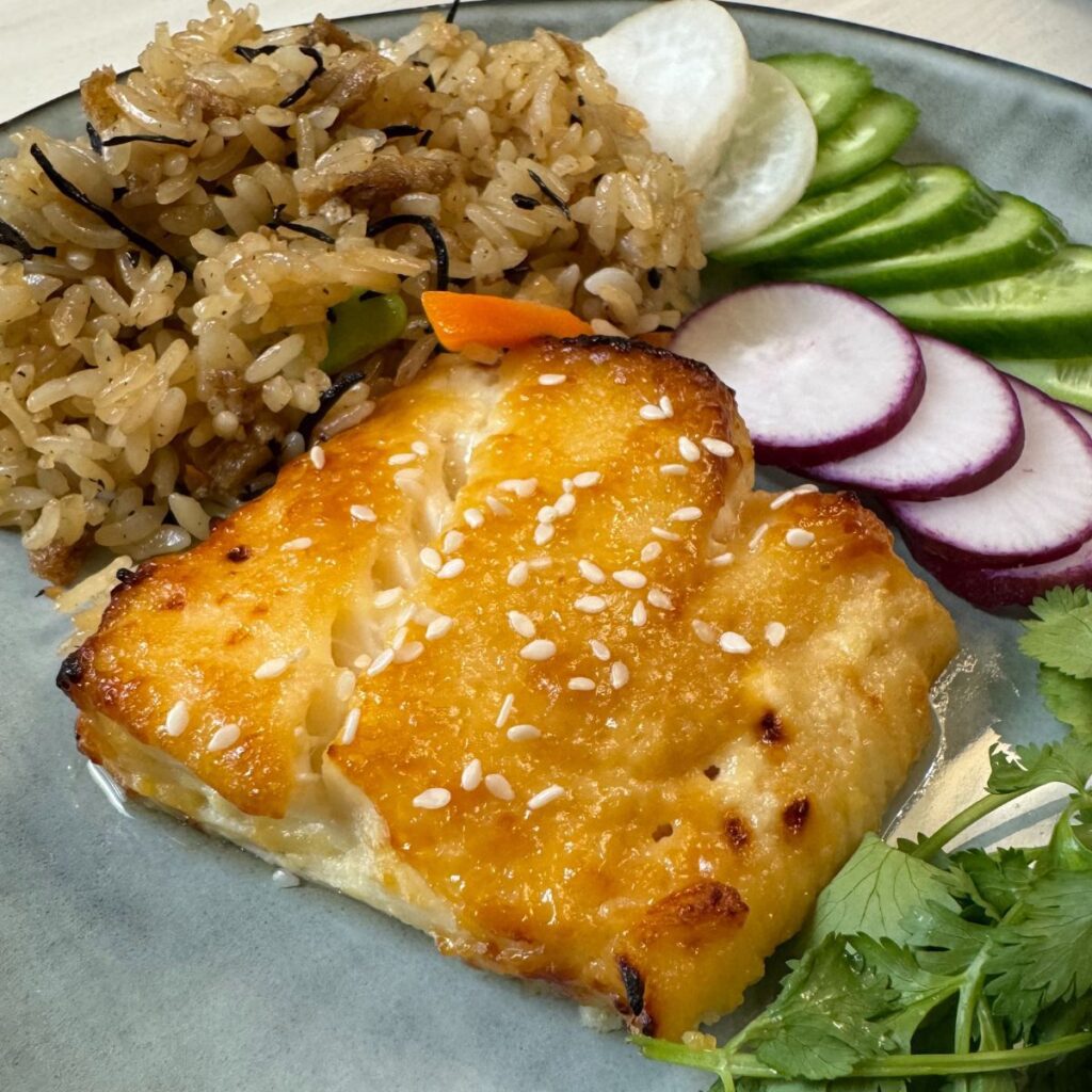 Miso cod with sides