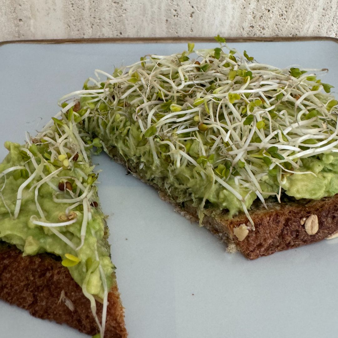 Pesto Avocado Toast cut open