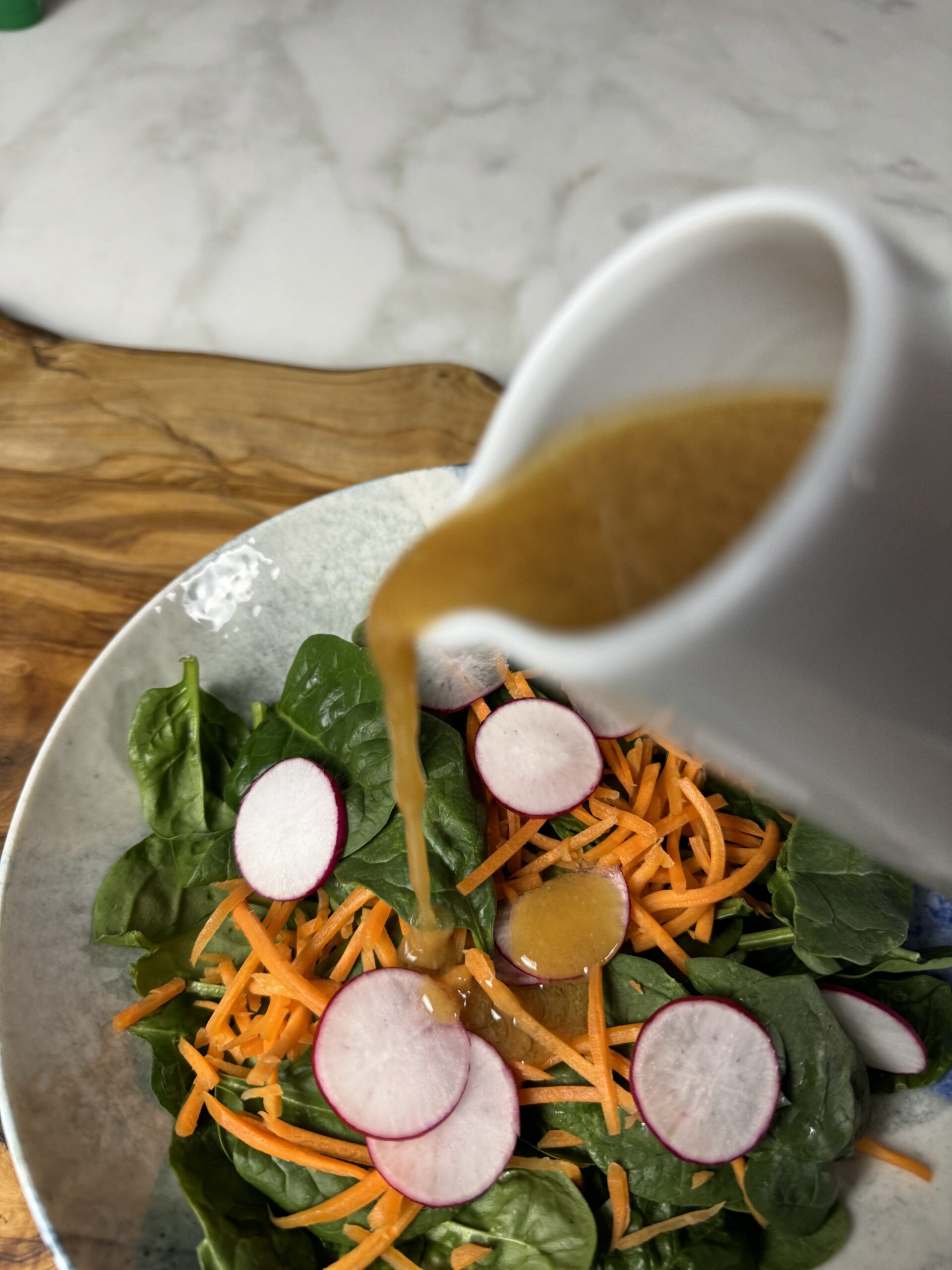 Salad with miso sesame dressing