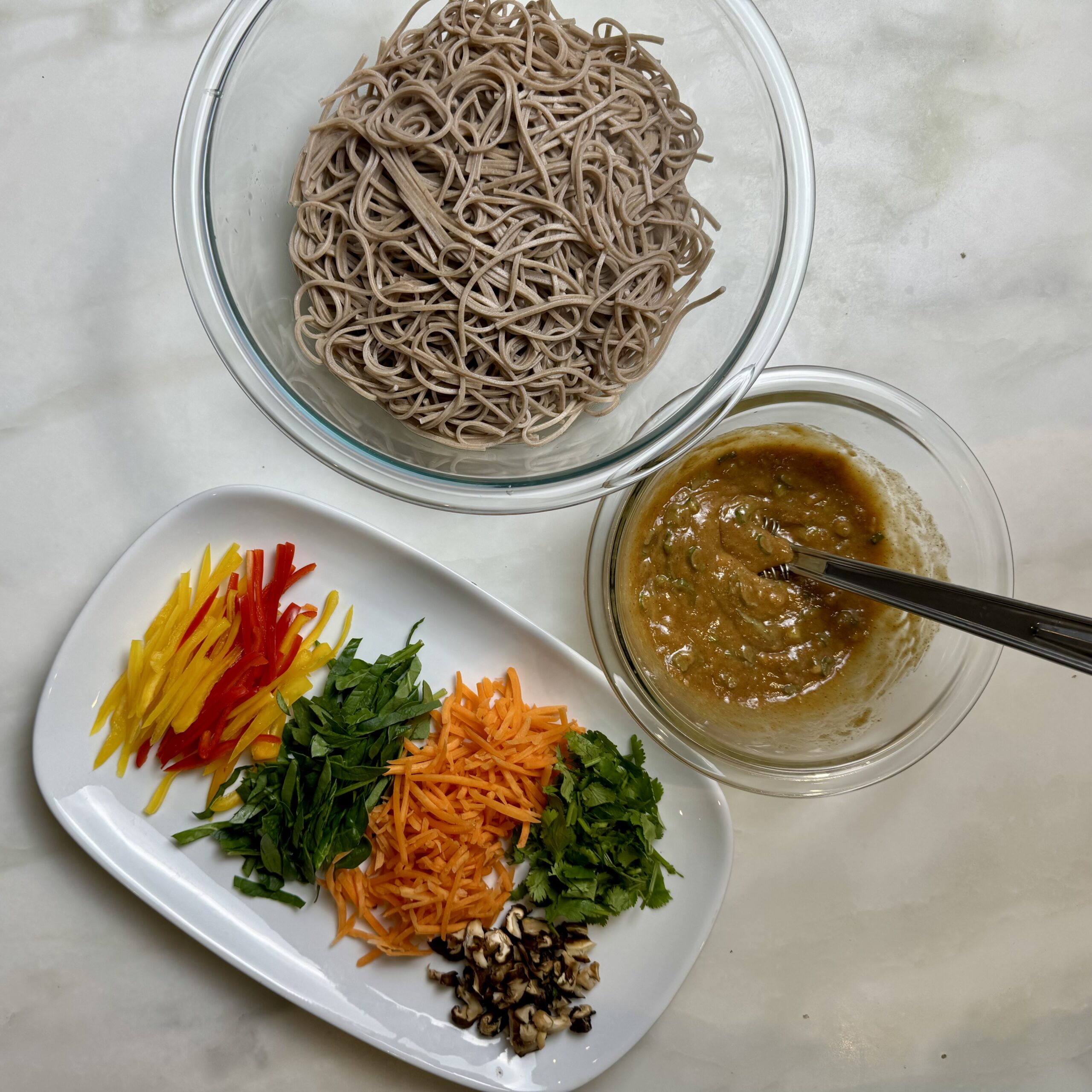 Ingredients for miso soba noodles