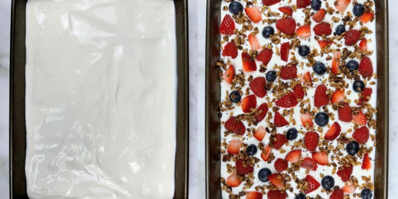 Yogurt bark on sheet pan