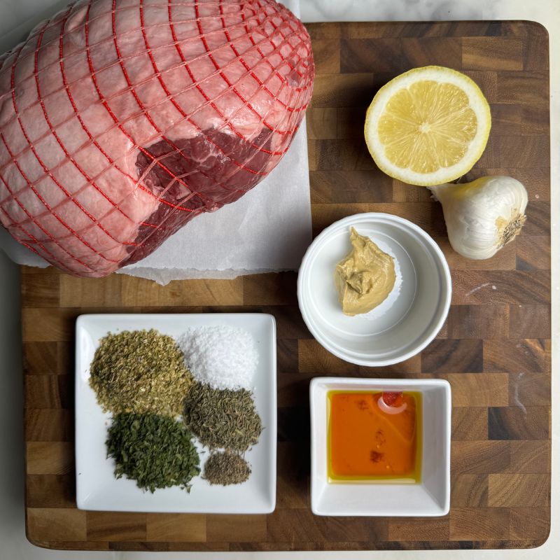 Ingredients for roasted leg of lamb