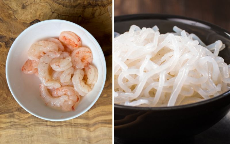 Shrimp and shirataki noodle ingredients