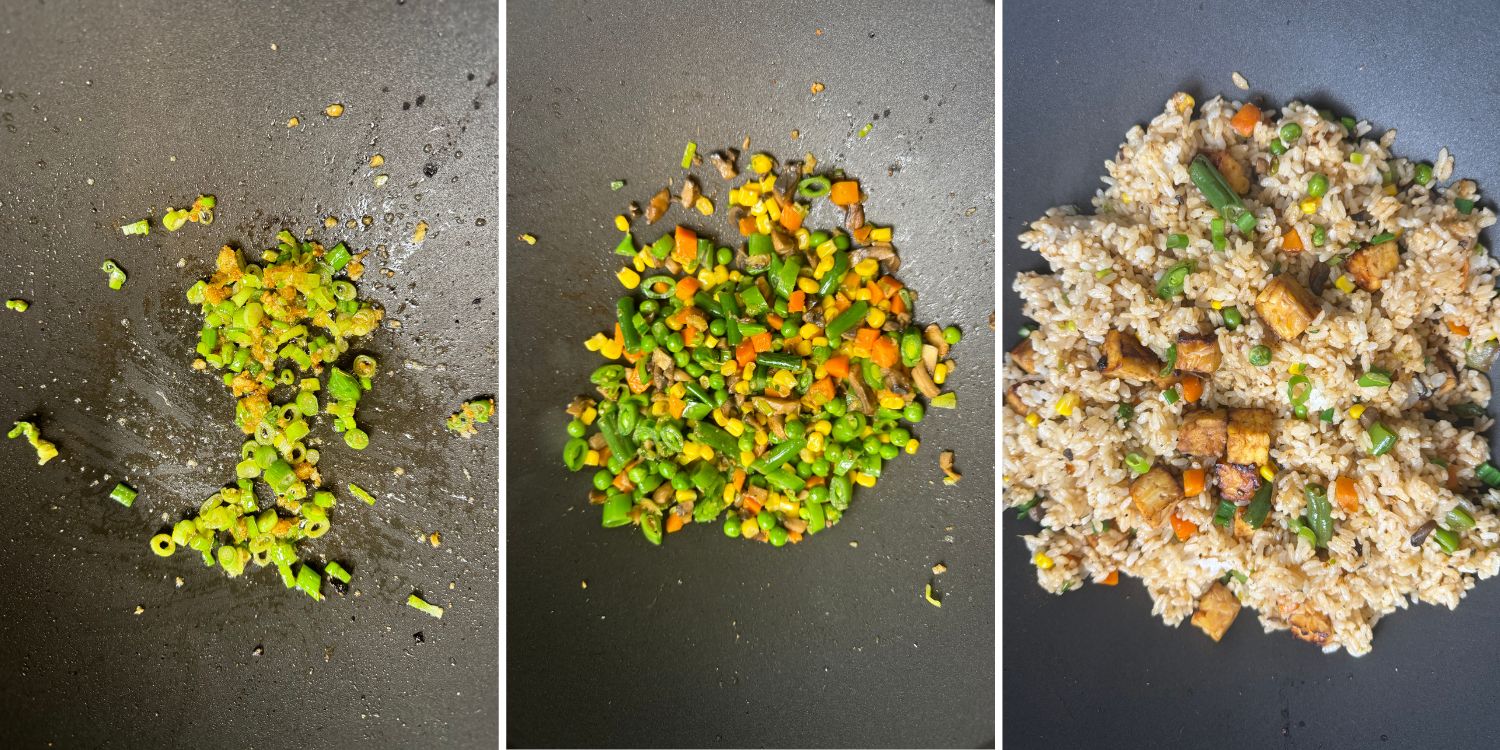 tempeh fried rice in pan