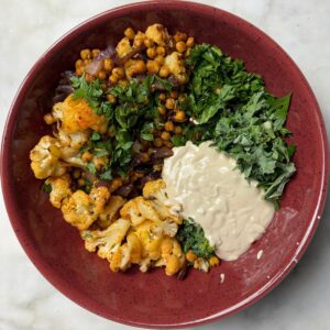 Roasted Cauliflower and Chickpea Salad before tossing