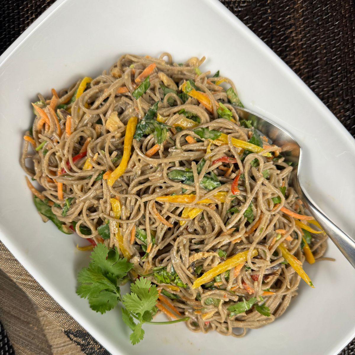 Miso Soba Noodles in serving bowl