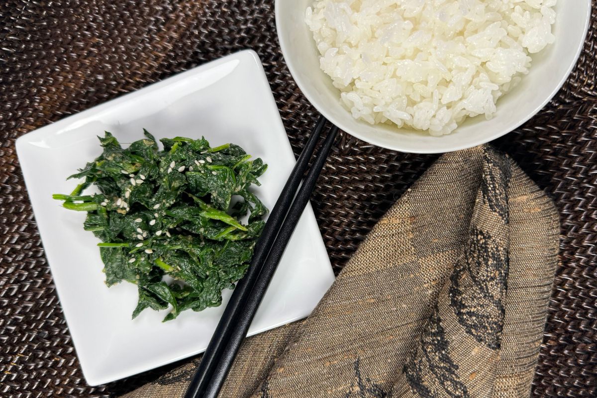 Miso sesame spinach w rice