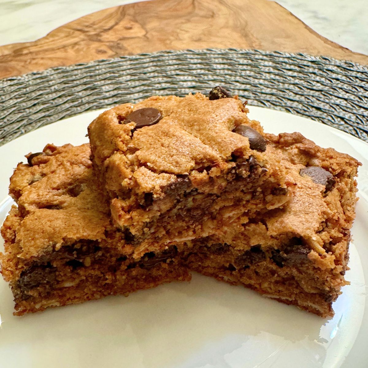 Oatmeal blondies on plate